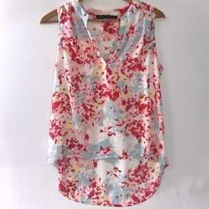 Bright print sleeveless blouse
